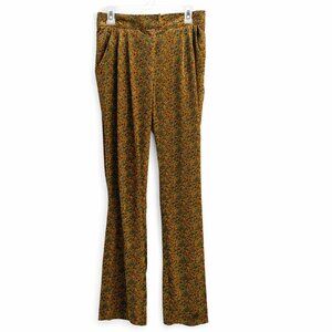 Molly Bracken Velvet Floral Pants Women M High Rise pleated Boho rust trousers